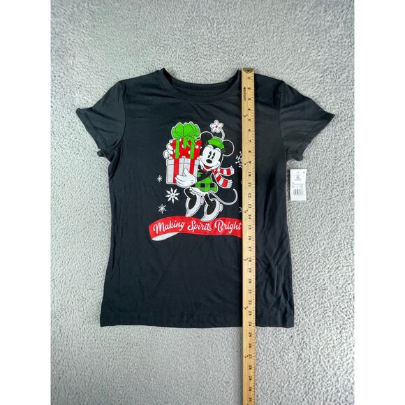 Disney Minnie Mouse Shirt Girls XL (14/16) Black T-Shirt Christmas Holiday NWT - Picture 4 of 7